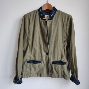 GAP Women's Olive Jacket with Denim Accents